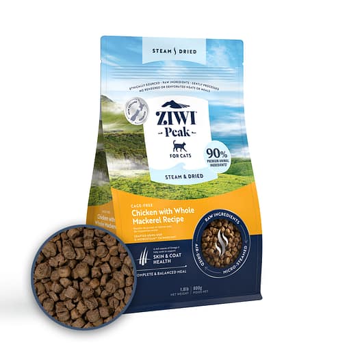 Ziwi Peak Steam Dried Chicken with Whole Mackerel Dry Cat Food (2 Sizes)