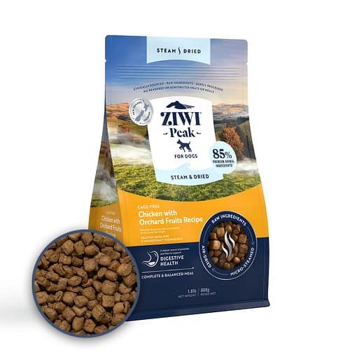 Ziwi Peak Steam & Dried Grass-Fed Chicken with Orchard Fruits Recipe Dry Dog Food (3 Sizes)