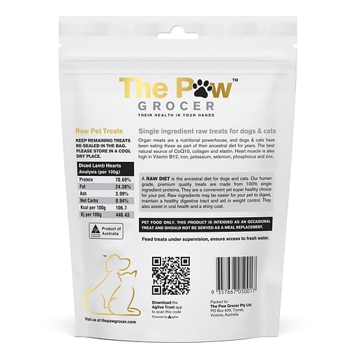 The Paw Grocer - Freeze Dried Diced Lamb Hearts Cat & Dog Treats 90g - Image 2