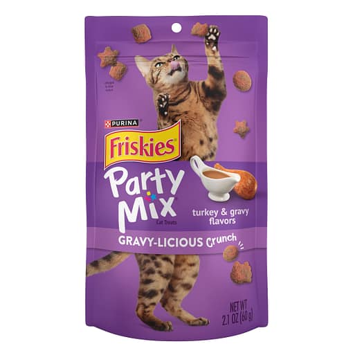 Purina FRISKIES Party Mix Gravy-licious Crunch Turkey & Gravy Cat Treats 60g