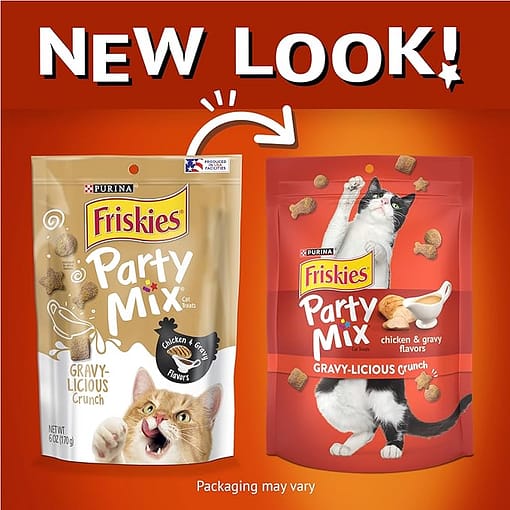 Purina FRISKIES Party Mix Gravy-licious Crunch Chicken & Gravy Cat Treats 60g - Image 6