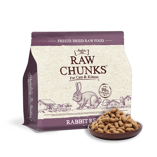 Absolute Bites Raw Chunks Freeze Dried Raw Food for Cats & Kittens - Rabbit Recipe (2 Sizes)