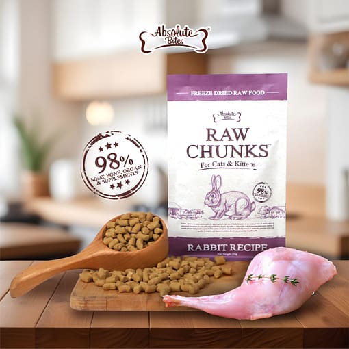 Absolute Bites Raw Chunks Freeze Dried Raw Food for Cats & Kittens - Rabbit Recipe (2 Sizes) - Image 2