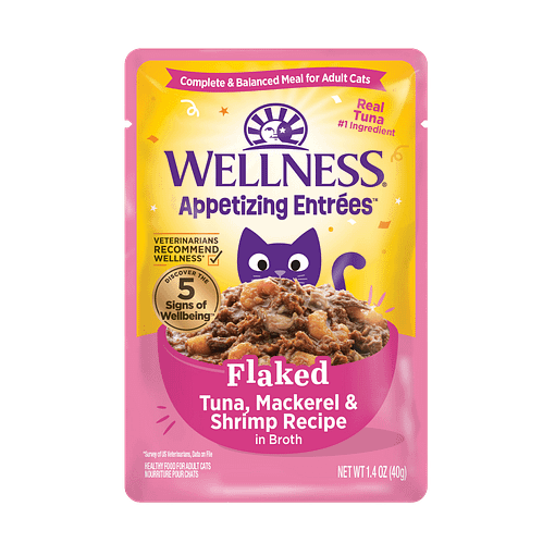 Wellness Appetizing Entrees Flaked Tuna, Mackerel & Shrimp Recipe Wet Cat Food (1.4oz)