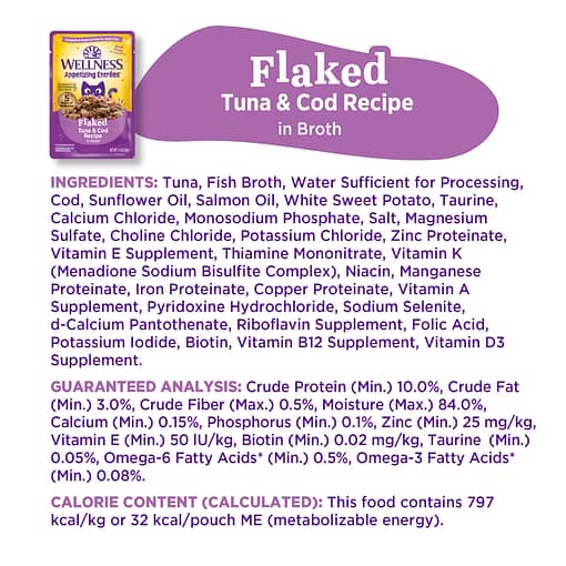 Wellness Appetizing Entrees Flaked Tuna & Cod Recipe Wet Cat Food (1.4oz) - Image 8