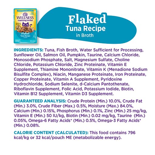 Wellness Appetizing Entrees Flaked Tuna Recipe Wet Cat Food (1.4oz) - Image 7