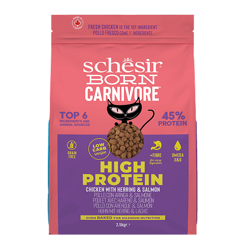 Schesir Born Carnivore Cat Baked Dry Recipe - Chicken with Herring & Salmon (3 Sizes)