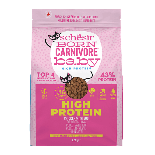 Schesir Born Carnivore Cat Baked Dry Recipe - Chicken with Egg Baby (3 Sizes)