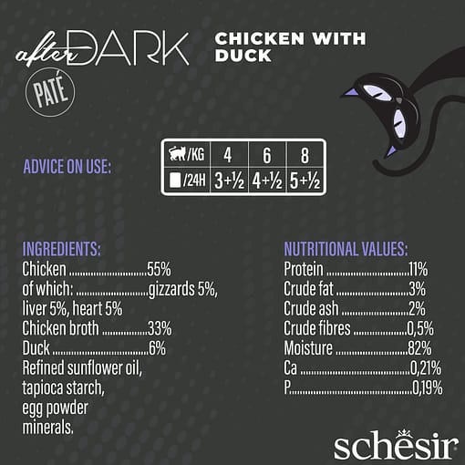 Schesir After Dark Pate - Wet Cat Food Chicken with Duck 80g - Image 2