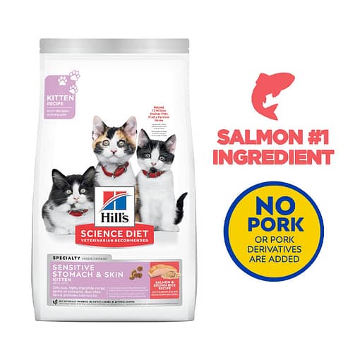 Hill's Science Diet Feline Kitten Sensitive Stomach & Skin Salmon & Rice 3.5lb - Image 5