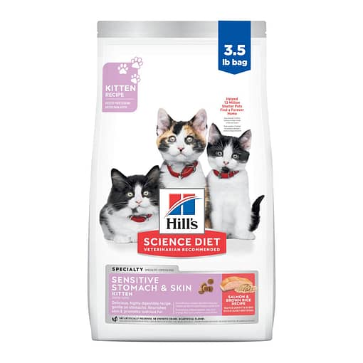 Hill's Science Diet Feline Kitten Sensitive Stomach & Skin Salmon & Rice 3.5lb - Image 2