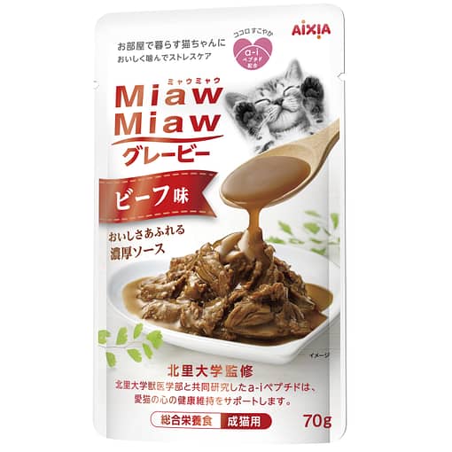 Aixia Miaw Miaw Beef In Gravy Adult Pouch Cat Food 70g