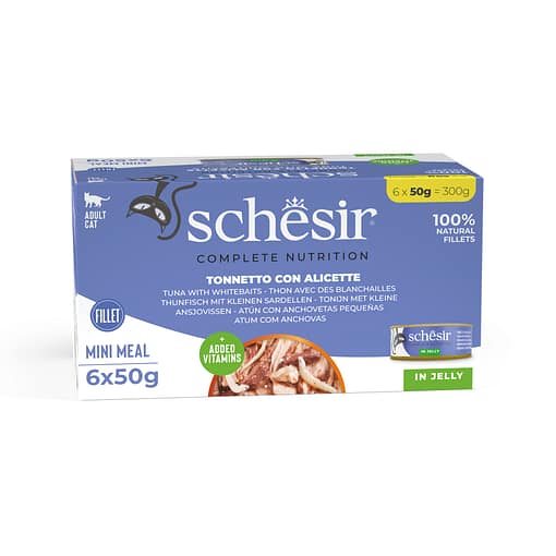 Schesir Cat Multipack in Jelly Tuna with Whitebaits Wet Cat Food 50g x 6