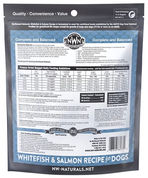 Northwest Naturals WhiteFish & Salmon Freeze Dried food for Dogs (2 Sizes) - Image 2