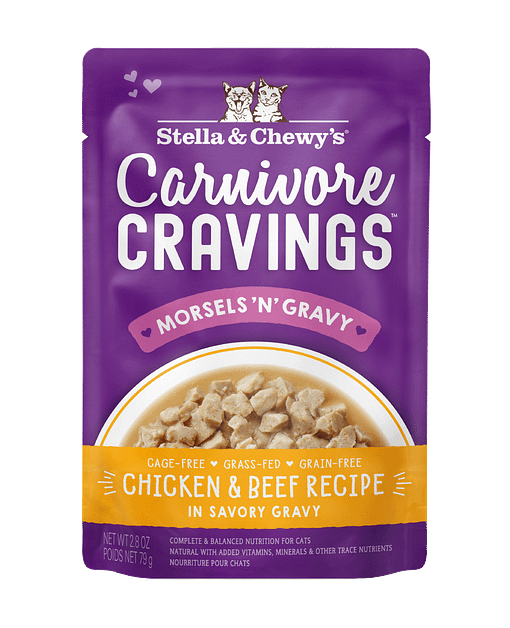 Stella & Chewy’s Carnivore Cravings Morsels'N'Gravy Chicken & Beef Cat Pouch 2.8oz