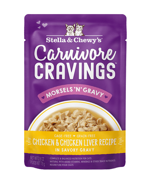 Stella & Chewy’s Carnivore Cravings Morsels'N'Gravy Chicken & Chicken Liver Cat Pouch 2.8oz