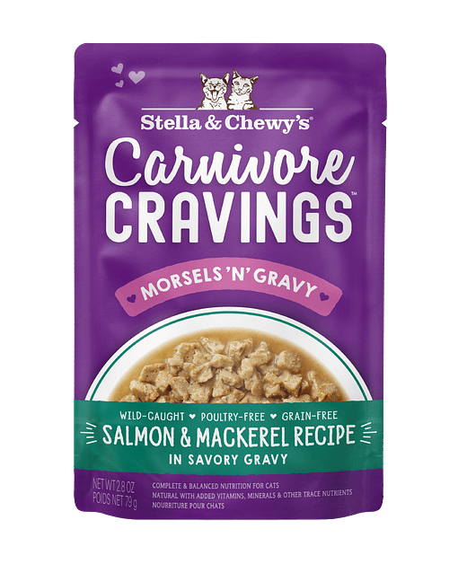 Stella & Chewy’s Carnivore Cravings Morsels'N'Gravy Salmon & Mackerel Cat Pouch 2.8oz