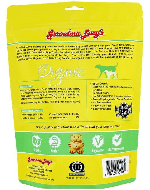 Grandma Lucy's Organic Lemon Honey Oven Baked Dog Treats