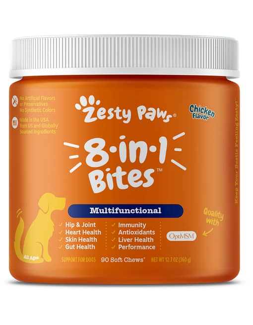 Zesty Paws 8-in-1 Multifunctional Bites Chicken Flavour Supplement for Dogs 90c