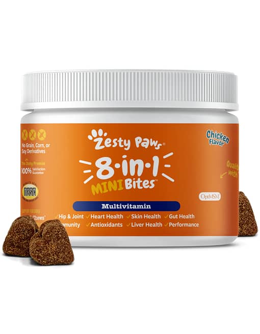 Zesty Paws 8-in-1 Multifunctional MINI Bites Chicken Flavour Supplement for Dogs 90ct
