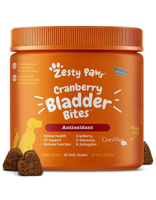 Zesty Paws Cranberry Bladder Bites Supplement for Dogs 90ct