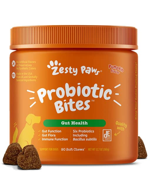 Zesty Paws Probiotics Bites Pumpkin Flavour Probiotic Supplement for Dogs 90c