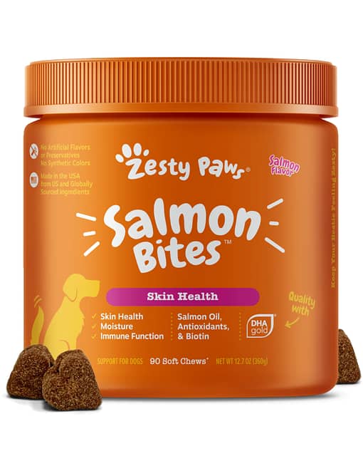 Zesty Paws Salmon Bites Skin Heath Supplement for Dogs 90ct