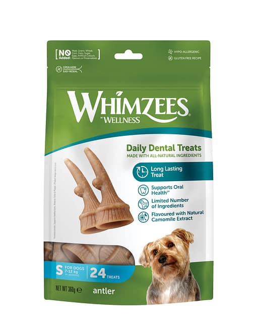 Whimzees Occupy Chews Antler Small Grain-Free Dental Dog Treats 24pcs