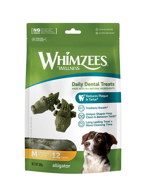 WHIMZEES Alligator Dental Chews Value Bag Medium (12pc)