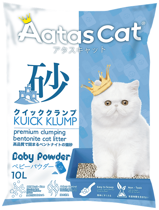Aatas Cat Kuick Klump Bentonite Cat Litter Baby Powder 10L