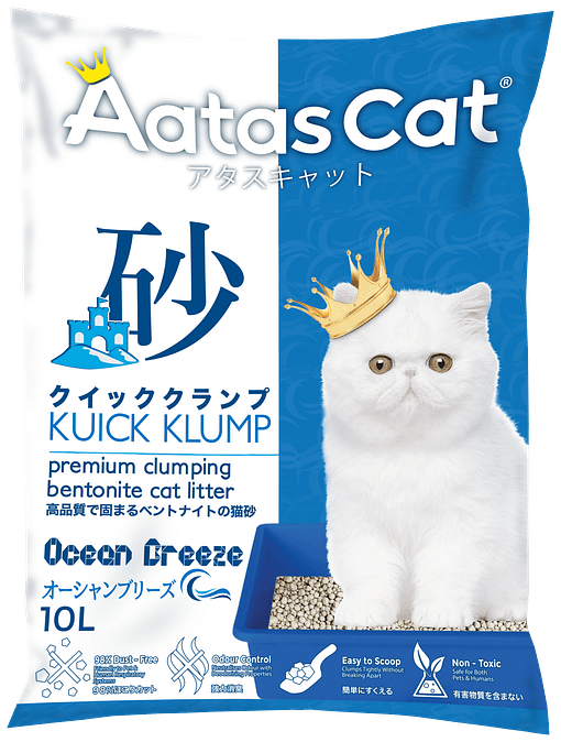Aatas Cat Kuick Klump Bentonite Cat Litter Ocean Breeze 10L