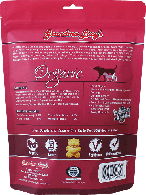 Grandma Lucy's Organic Cranberry Oven Baked Dog Treats 14oz