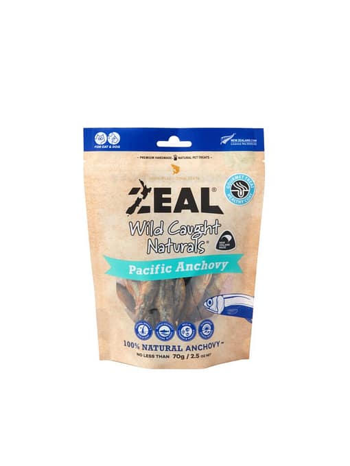 Zeal NZ Caught Naturals Pacific Anchovy Grain-Free Treats For Cats & Dogs 70g