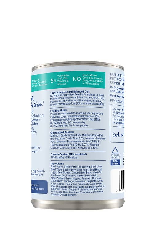 K9 Natural Beef Feast Canned food for Puppy (2 Sizes) - Image 4