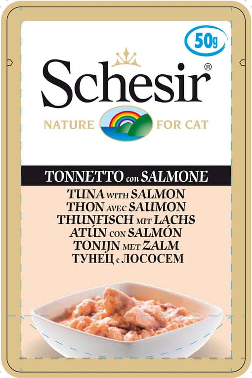Schesir Cat Pouches in Tuna with Salmon Wet Cat Food 50g