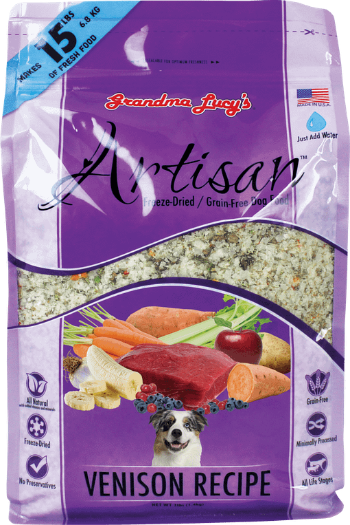 Grandma Lucy's Artisan Dog Food Grain Free and Freeze-Dried Artisan Venison 3lb