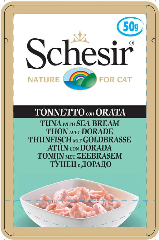 Schesir Cat Pouches in Tuna with Sea Bream Wet Cat Food 50g