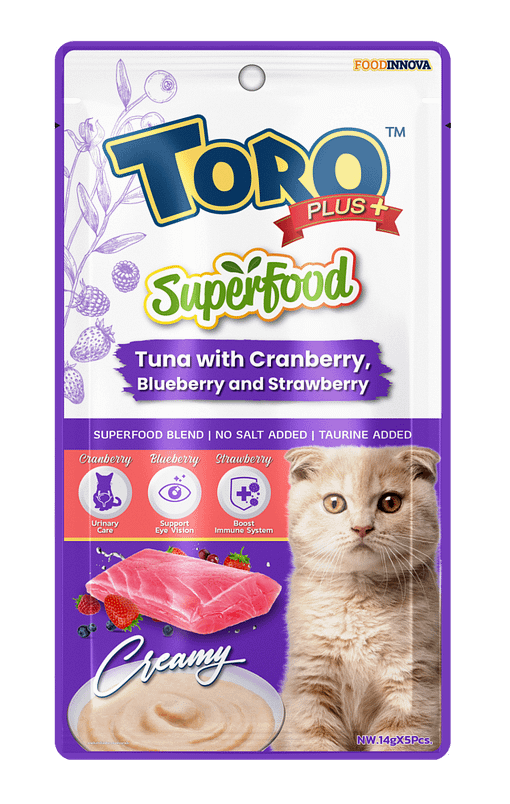 Toro Plus Tuna With Cranberry, Blueberry and Strawberry  Creamy Cat Treats 14g x 5pcs
