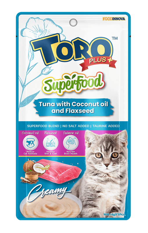 Toro Plus Superfood Tuna with Coconut Oil and Flax Seed Creamy Cat Treats 14g x 5pcs