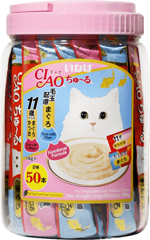 CIAO Chu-ru Functional (Collagen and Fiber) food for Cats 14g (50pcs)
