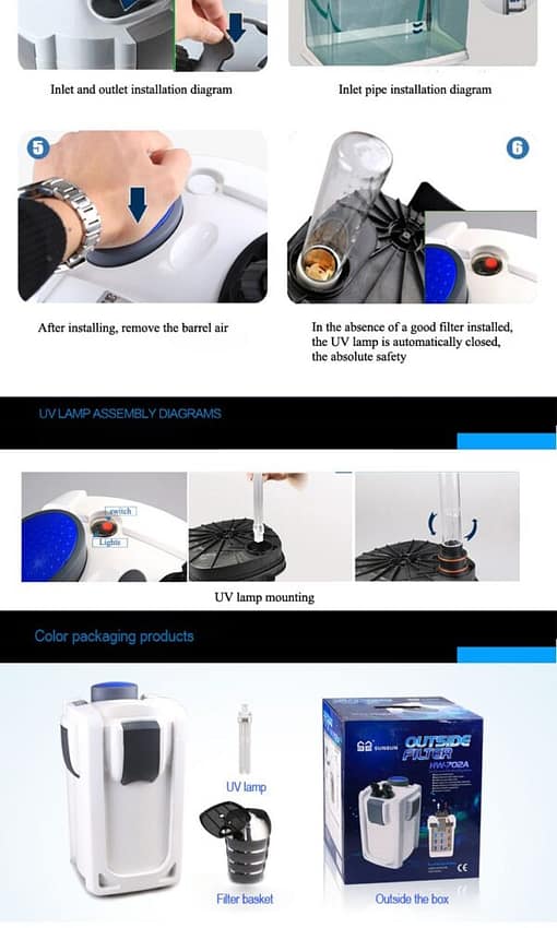 SG Stock: SunSun HW-702B external canister for aquarium with 9w UV lamp - Image 6