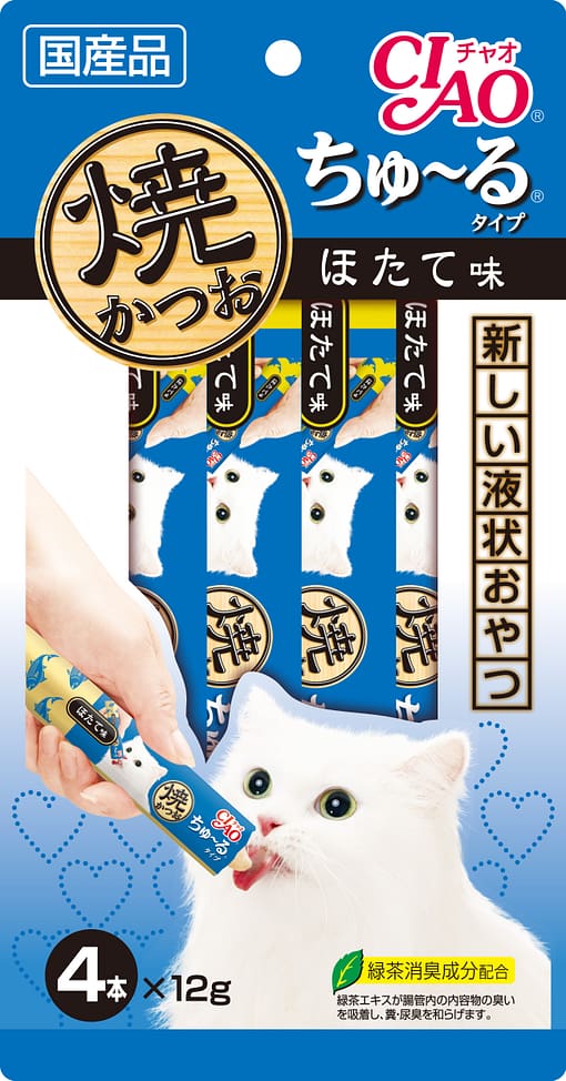 CIAO Grilled Tuna Chu-ru Scallop Flavor food for Cats 12g (4pcs)