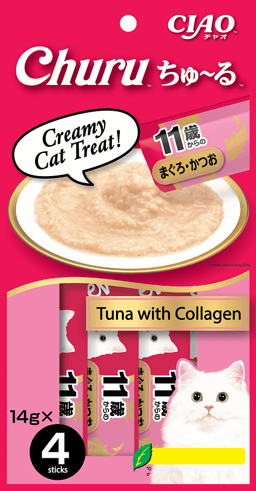CIAO Chu-ru Tuna with Collagen food for Cats 14g (4pcs)