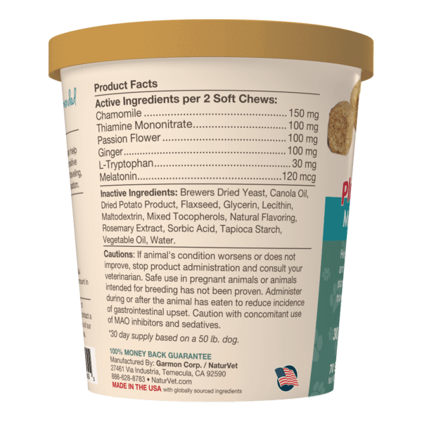 NaturVet Quiet Moments Calming Aid Plus Melatonin For Dog 70ct