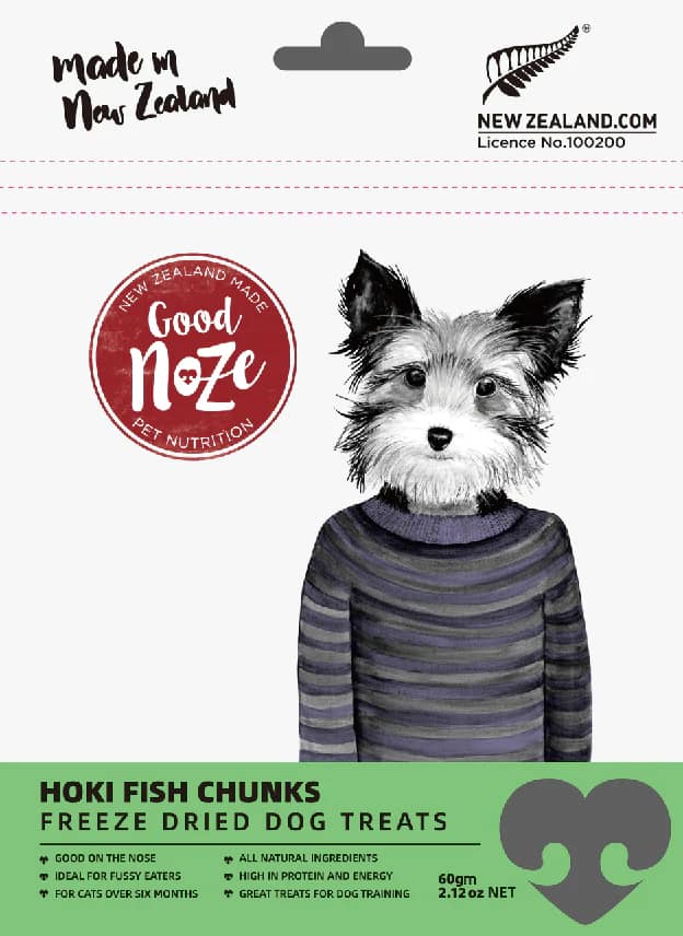 Good Noze Hoki Fish Chunks Freeze Dried Dog Treats 60g