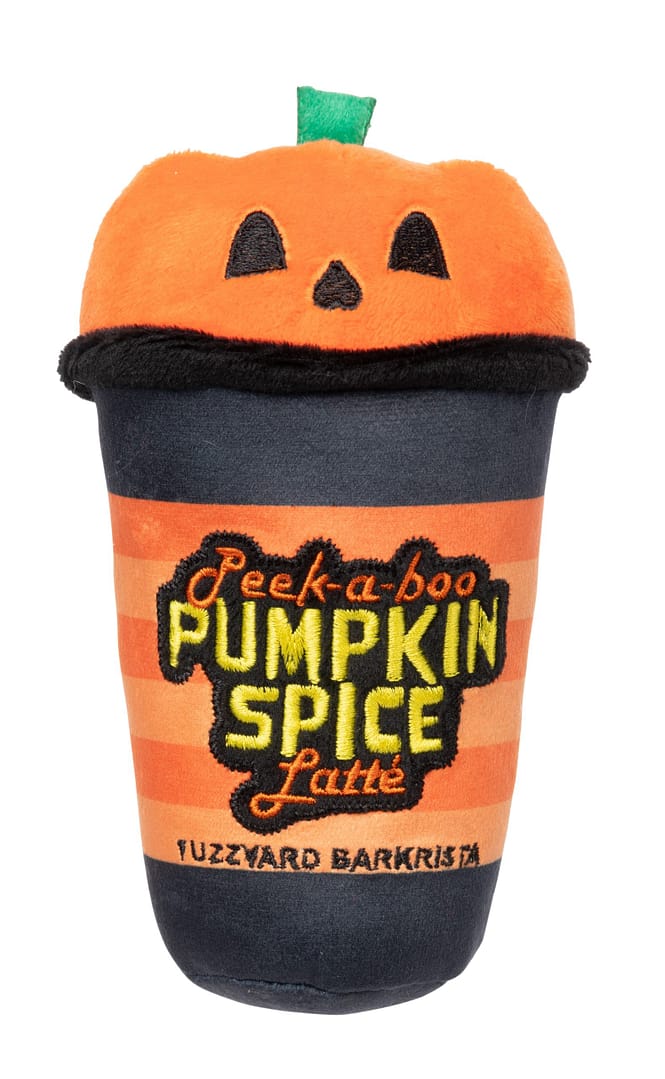 FuzzYard Halloween Plush Dog Toy Small - Peek-A-Boo Pumpkin Spice Latte