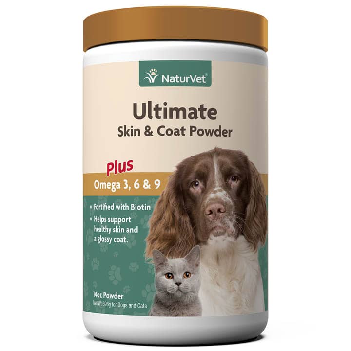 Naturvet Ultimate Skin & Coat Powder Plus Omega 3, 6 and 9 For Dog & Cat 14oz