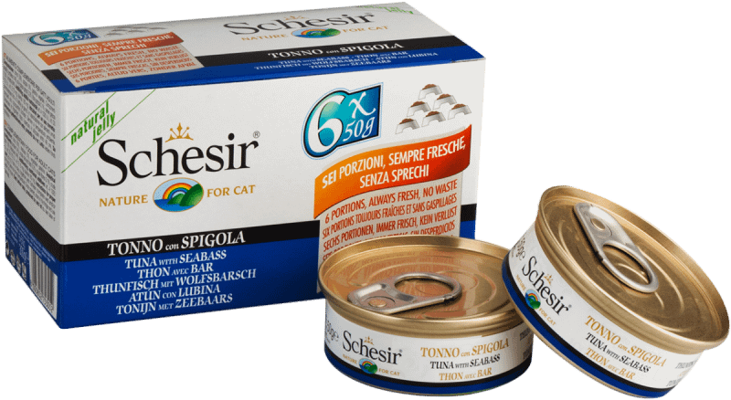 Schesir Cat Multipack in Jelly Tuna with Seabass Wet Cat Food 50g