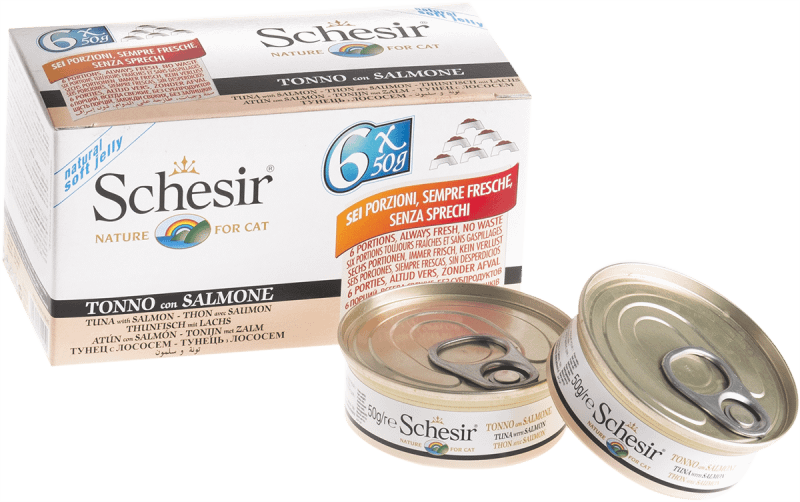 Schesir Cat Multipack in Jelly Tuna with Salmon Wet Cat Food 50g