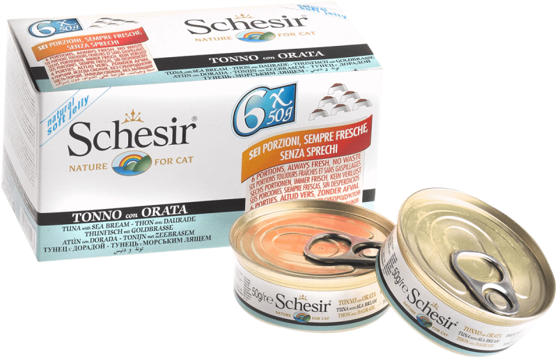 Schesir Cat Multipack in Jelly Tuna with Sea Bream Wet Cat Food 50g